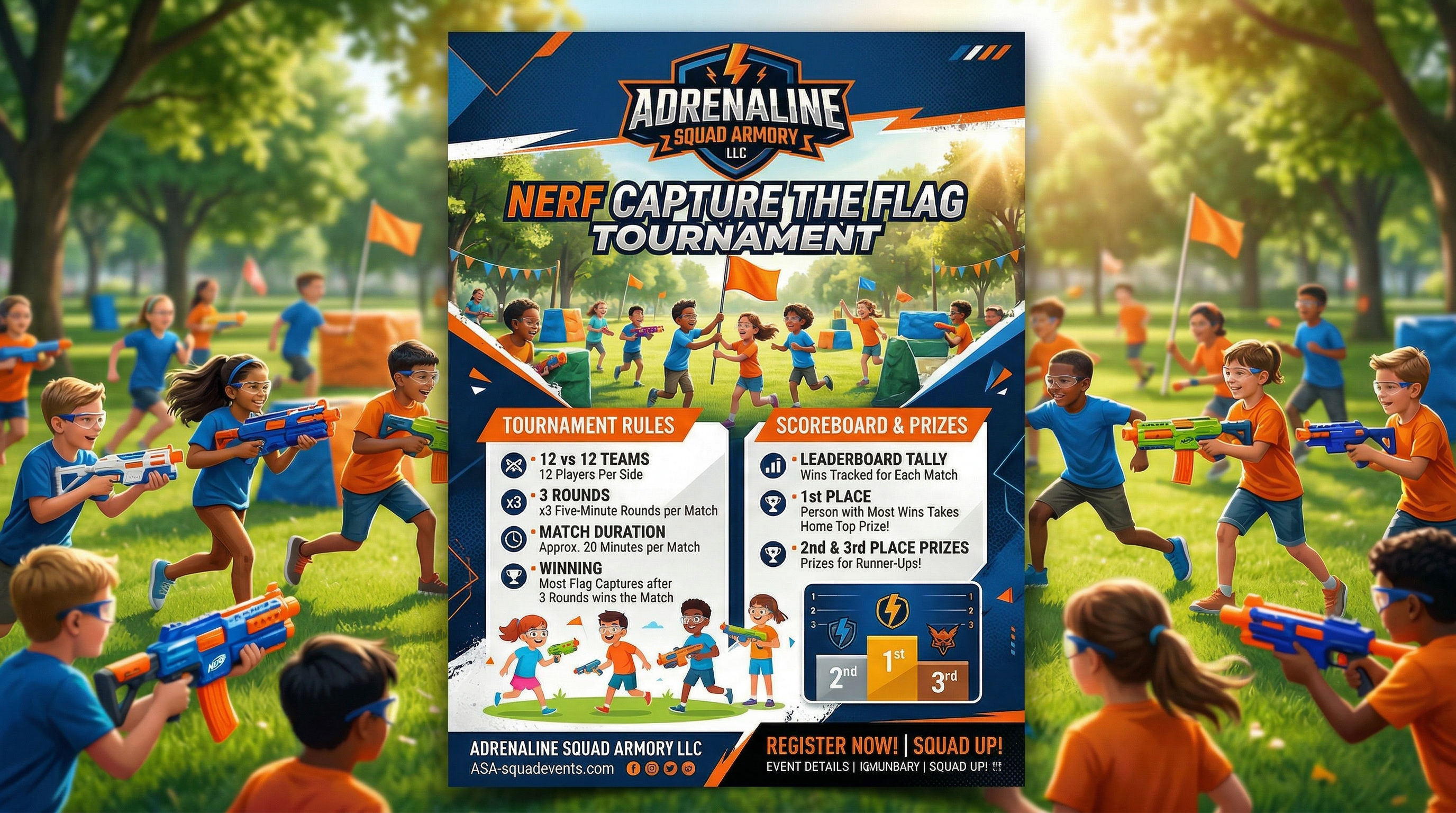 Nerf Capture the Flag tournament flyer