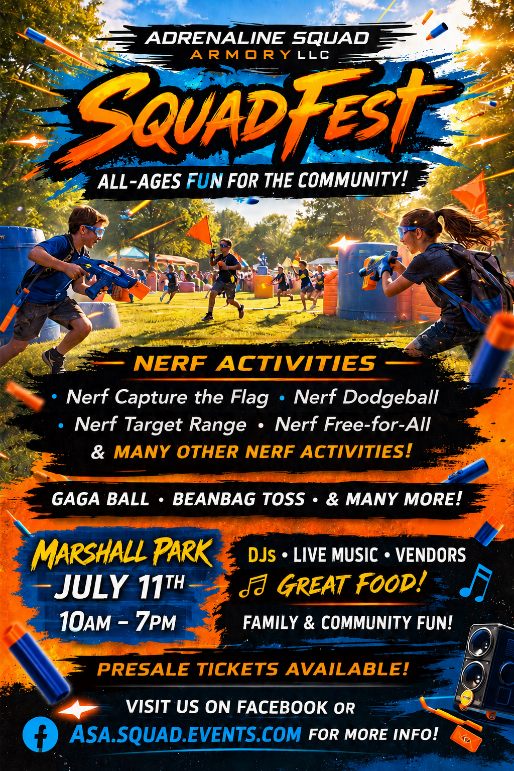 Squad Fest Nerf activities flyer